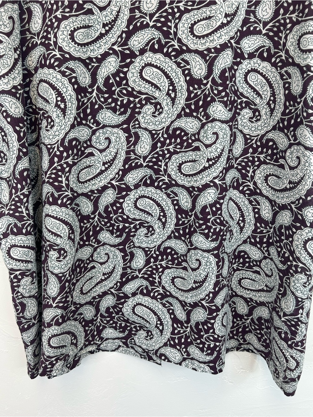 Paisley Short Sleeve Button Up Shirt Dark Plum Size XXL Lightweight Travel Boho - Picture 10 of 11